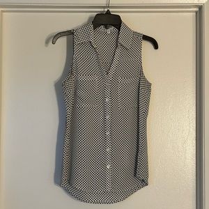 Express Women's The Portifino Shirt White with Black Polka Dots Tank | XS